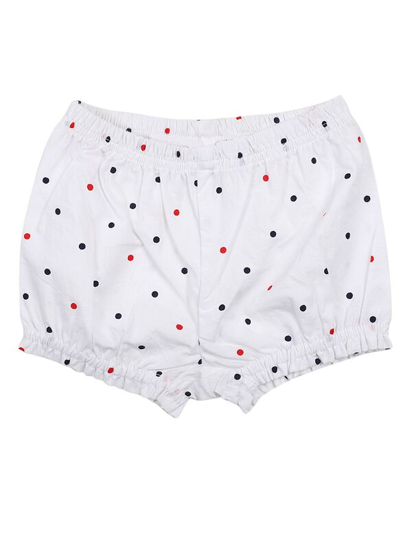Girls White & Red Printed Dress with Panties image number 2